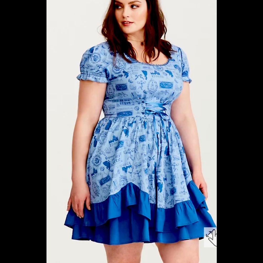 TORRID DISNEY BEAUTY AND THE BEAST ICON PRINT PICK UP SWING DRESS SIZE 18